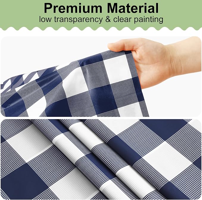 10 Packs Buffalo Disposable Table Cloth, 54 x 108 Inch Waterproof Plastic Tablecloth, Rectangle Navy and White Checkered Table Covers for Picnic, Birthday, Party, Back to School