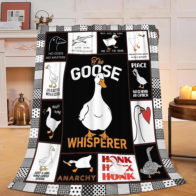 Funny Goose Blanket Soft Cozy Cute Goose Plush Throw Blanket Warm Lightweight Flannel Fuzzy Fleece Goose Stuff Animal Decor Blanket Gifts for Lovers Girls Boys Kids Adults Women Bed Travel 50"x60"