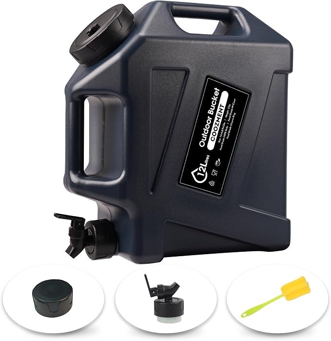COOZMENT 3.2 Gallon/5 Gallon Water Containers with Spigot, BPA Free Water Jug, Military Green Water Tank, Multifunction Water Storage Containers for Camping Outdoor Hiking,Emergency Storage