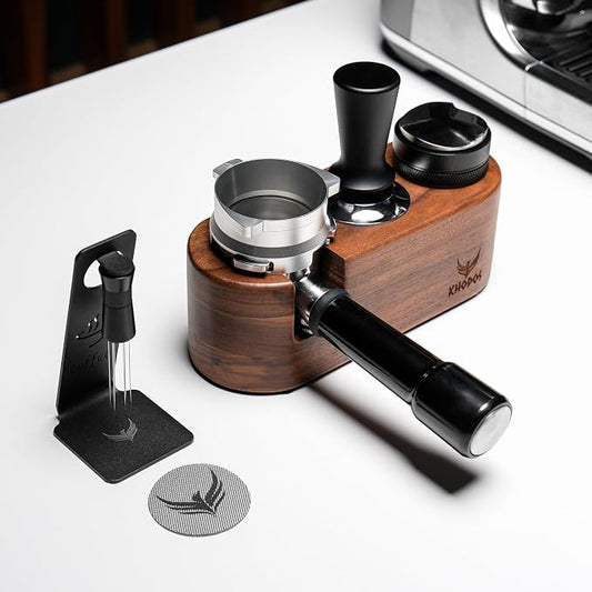 51mm Espresso Tamping Station Rosewood KNODOS Coffee Tamping & Portafilter Holder | Espresso Tamper Station for Espresso Organizer & Accessories