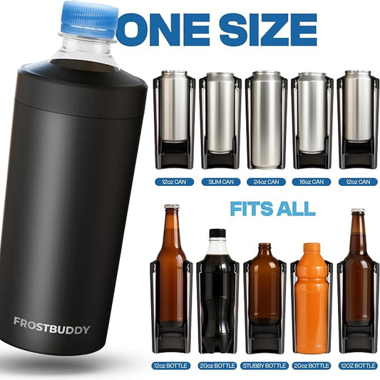Frost Buddy XL Can Cooler - Fits 12-24 oz Cans (Gunmetal Glory) | Keeps drinks chilled 12+ hrs | No sweat, no condensation | Fits slim & standard cans