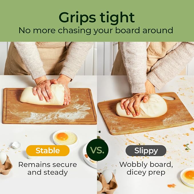 Keechee Bamboo Cutting Board with Non-slip Mat, Cutting Boards for Kitchen Meal Prep & Serving - Wood Serving Board Sets with Deep Juice Groove Ideal Kitchen Gifts