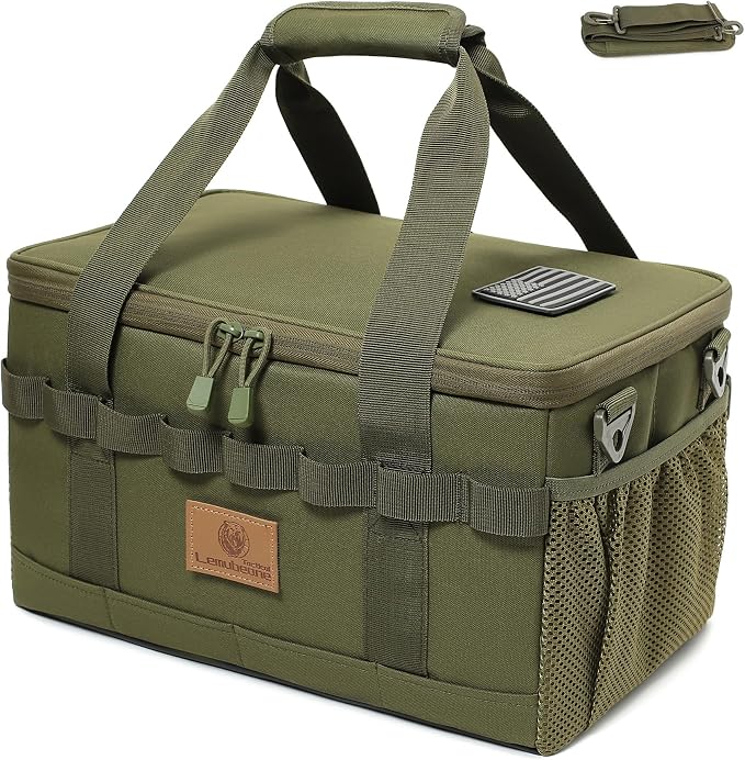 Tactical Camping Storage Bag 18L Tactical Utility Tote Bag Camping Cookware Organizer Trunk Organizer (Army Green)