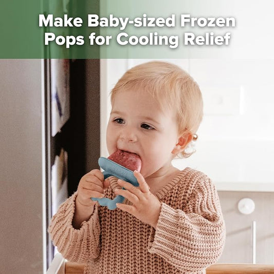 Haakaa Chilly Monster Breastmilk Popsicle Molds, Silicone Popsicle Molds for Baby Teething Relief, BPA Free Frozen Breast Milk Teether Popsicle Maker & Ice Pop Molds for Infant 6m+(Sky Blue + Mustard)