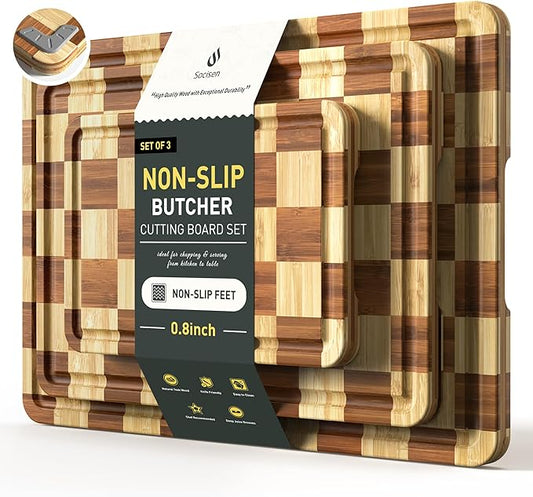 Cutting Board Wood Chopping Board Double Sided Charcuterie Boards Serving Board Kitchen Essential House Warming Hostess Host Gift Serving Tray for Christmas Wedding Birthday Anniversary Charcoal