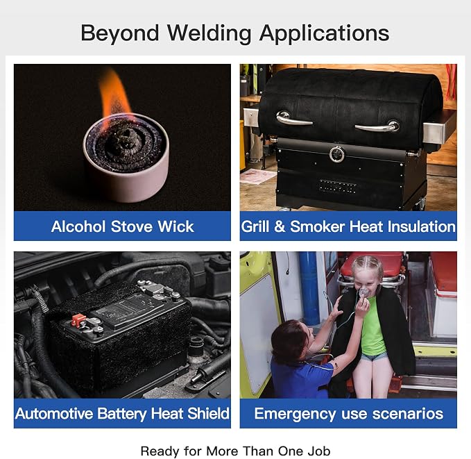 Fireproof Welding Blanket - 20x20 Inch, Matska Carbon Felt Soldering Mat & Pad, ASTM D6413 Certified 5mm Flame Retardant Fabric, Heat Shield for Brazing, Stove Wick, Black