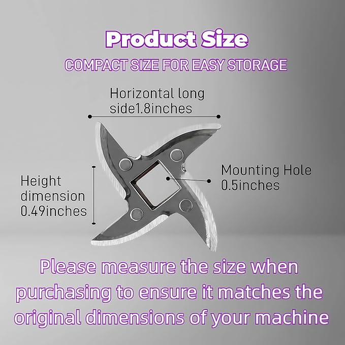 #12 Meat Grinder Blade Stainless Steel Knife Cutter Replacement(2 pc) | Please check the size and shape