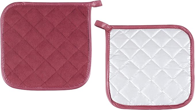 Joyhalo 5 Pack Pot Holders for Kitchen Clearance | Cotton Made, Machine Washable, Heat Resistant Potholder, Hot Pads, Trivet for Cooking and Baking, Ruby