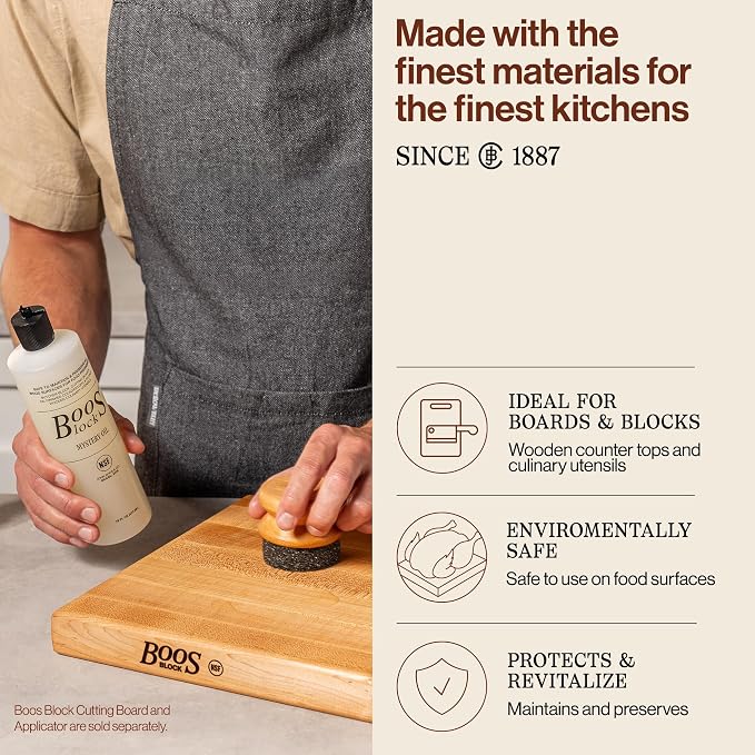 John Boos All-Natural Mystery Oil, Large Revitalizing Wood Conditioner, 128 oz - Food-Grade Mineral Oil for Butcher Blocks, Cutting Boards, Countertops and Wooden Culinary Utensils | Food-grade formula for butcher blocks, cutting boards, countertops an...