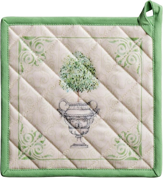 Maison d' Hermine Pot Holders 100% Cotton Potholders (8" x 8", Pack of 1) | Heat Resistant Hot Pads with Loop BBQ Cooking Baking Farmhouse Kitchen Handling Hot Pans Spring Summer - Jardin Du Roy