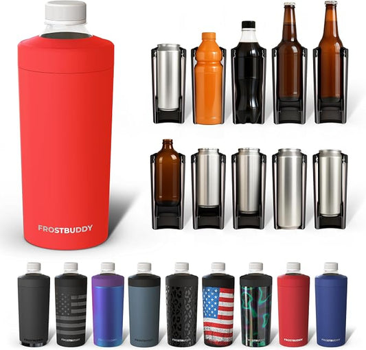 Frost Buddy XL Can Cooler - Fits 12/16/20/24 oz Cans & Bottles (Red) | Keeps drinks chilled 12+ hrs | No sweat, no condensation | Fits slim & standard cans