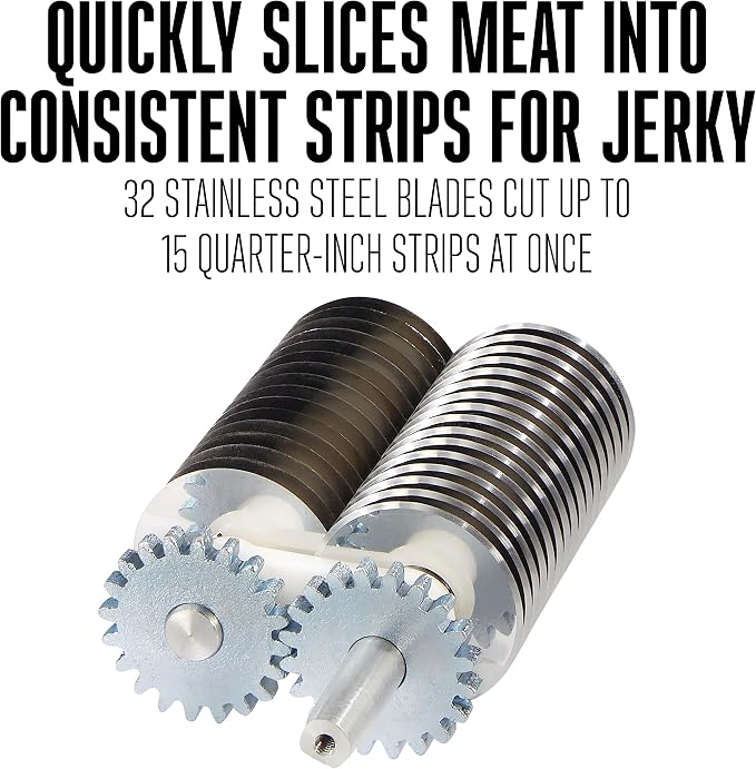 Weston Manual Support Beef Jerky Slicer, Quick and Easy Operation For Cuts Up To 5” Wide x 1.25” Thick, Durable Aluminum Construction, Stainless Steel Blades, Charcoal Gray (07-3801-W-A)