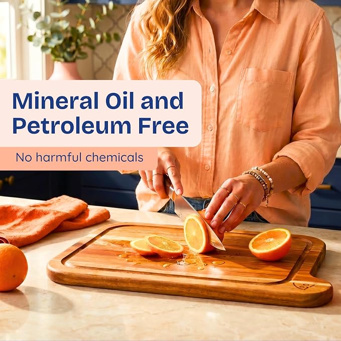 Non-Toxic Acacia Cutting Board Set of 3, Mineral Oil Free, Plastic Free | Petroleum free. No BPA. FSC-certified wood. 3 sizes: 17x11, 14x9 & 11x7 in. Beeswax, flaxseed & lemon oil finish.