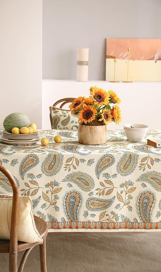 patdrea Designer French Vintage Small Square Table Cloth,Italian Floral Wrinkle Free Tablecloth,Home Table Cover Decor for Kitchen Dining,Christmas,Tea Party,Thanksgiving,55"x55"-Lysaniya