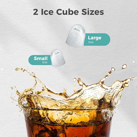 Crzoe Ice Makers Countertop with Handle, 2 Sizes of Ice, 8 Bullet Ice Cubes in 6 Mins, 26Lbs/24H, Portable Ice Maker with Self-Cleaning, Ice Machine for Home&Kitchen&Office&Party