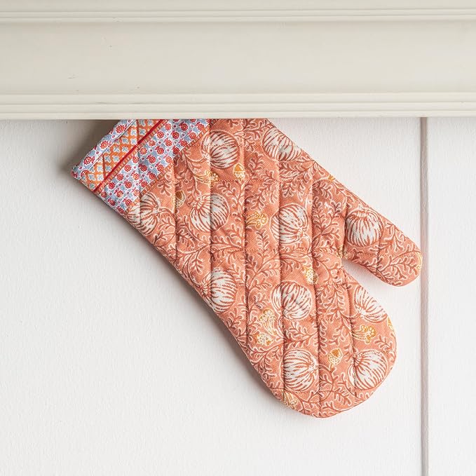 Maison d'Hermine Oven Gloves 100% Cotton Oven Mitt (7" x 13", Pack of 1) | With Loop Heat Resistant BBQ Cooking Gloves Baking Kitchen Handling Hot Pans Thanksgiving Christmas - Harvest Festival