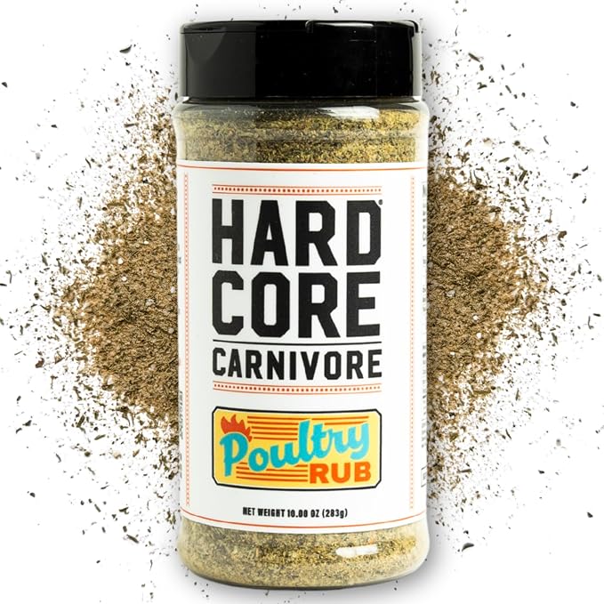 Hardcore Carnivore Poultry Rub for Chicken & Turkey, 10oz | Herb and garlic with a light lemony finish. Great on wings, thighs or whole roast chicken. MSG-Free & Gluten Free