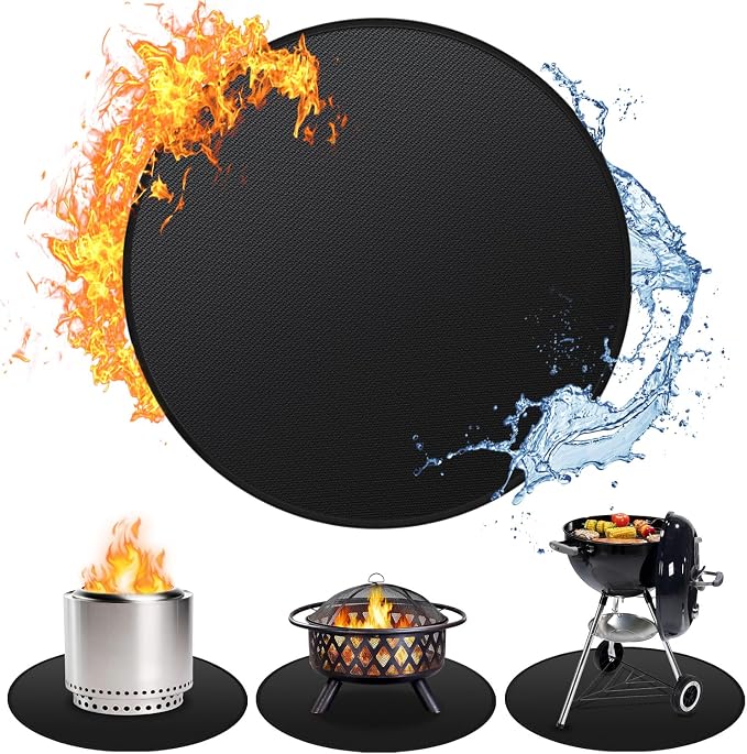 59" Fire Pit Mat for Solo Stove Bonfire, Double-Sided Fireproof Under Grill Mat Deck Patio Protector Pad, Round BBQ Mat for Solo Stove Accessories, Easy to Clean, Reusable