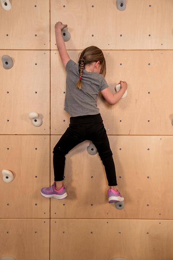 DIY Climbing Wall Panel – 47" x 23.5" Birch Plywood, Pre-Drilled T-Nuts, Textured & Paintable Surface – Indoor Home Gym & Kids Playroom Rock Wall Panel (Climbing Holds Not Included) (Natural)