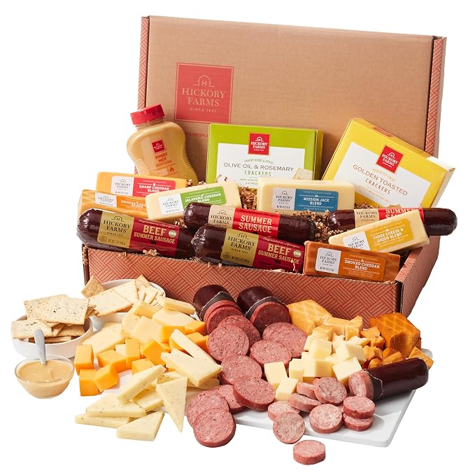 Hickory Farms Party Gift Basket- Meat and Cheese Food Gift Box (Extra Large) | Charcuterie Board Food | Summer Sausage | Father's Day | Mother's Day | Easter | Christmas | Holiday | Housewarming | Gourmet | Sympathy | Care Package