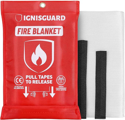 Emergency Fire Blanket for Home and Kitchen, 1-Pack 40"x40" Fiberglass Fire Suppression Blanket for Grease Fires, BBQ Grill, Camping, Car, RV, Office & Home Safety