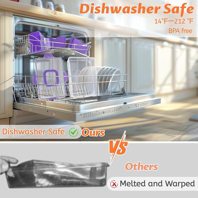 Snackle Box Container Dishwasher Safe Divided Serving Tray with Lid Handle | Charcuterie Board for Portable Snack Platters, Organizer for Fruits Snacks, Perfect for Road Travel - Purple