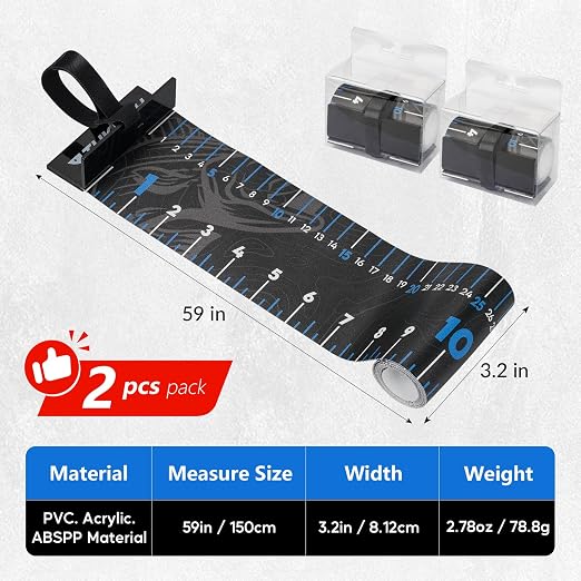 THKFISH 53in Portable Waterproof Fishing Ruler with Measuring Board | Folding Fish Ruler, Roll Up Fish Measuring Tape for Boat, Kayak, Coolers, Yacht and Workbench 53 *7.5"-1pcs/59 * 3.15"-2pcs