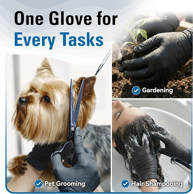 SWIFTLITE Nitrile Gloves Disposable Latex Free, 4 Mil Black Food Grade Powder Free Rubber Gloves for BBQ, Cooking, Cleaning