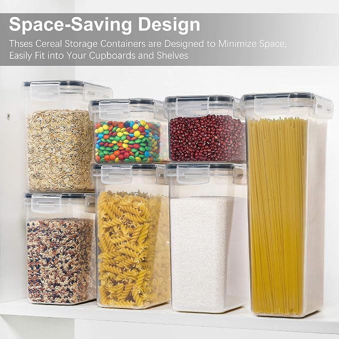 PANTRYSTAR Airtight Food Storage Containers with Lids, 7 PCS | Airtight BPA-Free Food Containers, Fresh Pantry Storage, Pasta Flour & Sugar Organization, Secure Lids, Kitchen Organization