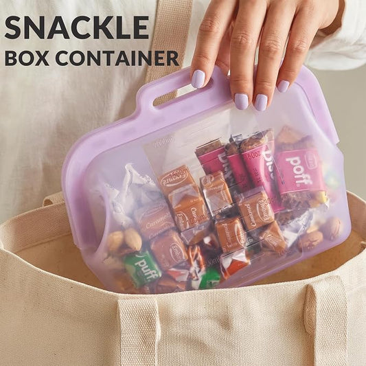 68oz Reusable Silicone Food Storage Bags with Magnetic Seal, Stand Up Freezer Bags for Meal Prep, Snacks, Sandwiches & Leftovers, Dishwasher Safe Reusable Food Storage Bag (Purple)