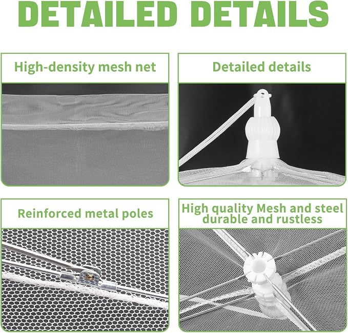 Extra Large Food Cover, 3 Jumbo (40"X23.7"), White Mesh Plate Serving Tents, Pop-Up Umbrella Screen Tents, Patio Net for Outdoor Camping, Picnics, Parties, BBQ, Collapsible and Reusable