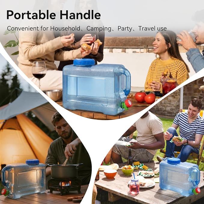 Drink Water Dispenser for Fridge - 2 Gallon Beverage Dispenser with Leak-Proof Spigot, Portable Food-grade Water Jug Container with Spout Handle for Kitchen Refrigerator Outdoor Camping Hiking, Blue