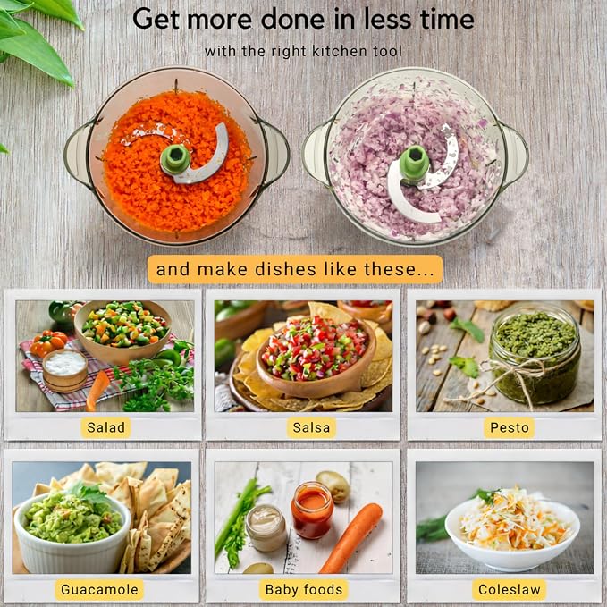 Brieftons Express Manual Food Chopper: Large 8.5-Cup, Hand Chopper Vegetable Cutter to Chop Veggies, Fruits, Herbs, Garlic Onion Chopper for Salsa, Salad, Pesto, Guacamole, Coleslaw, Indian Cooking