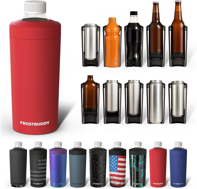 Frost Buddy XL Can Cooler - Fits 12/16/20/24 oz Cans & Bottles (Crimson) | Keeps drinks chilled 12+ hrs | No sweat, no condensation | Fits slim & standard cans
