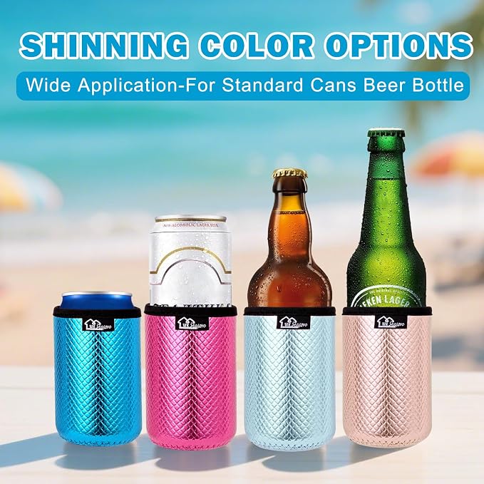 WKIEASON 12OZ Standard Can Coolers Sleeve Neoprene Can Coozies Insulators Can Koozies Cover for Beer Bottle PU Leather Neoprene Can Coolier for Soda Beverage Cokecola Can Sleeves-3PCS Pack