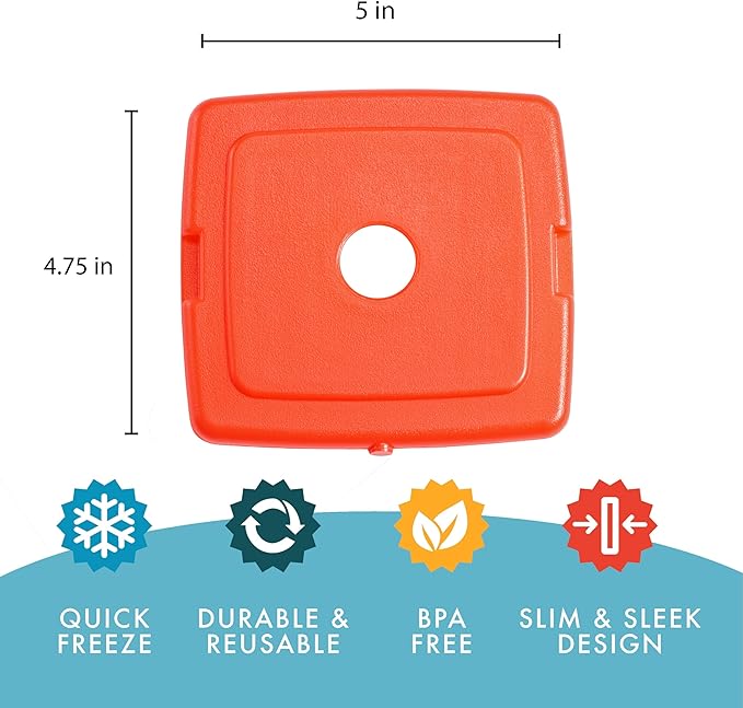 Cool Coolers by Fit + Fresh, 4 Pack Slim Ice Packs, Space Saving Reusable Ice Packs for Lunch Boxes or Coolers