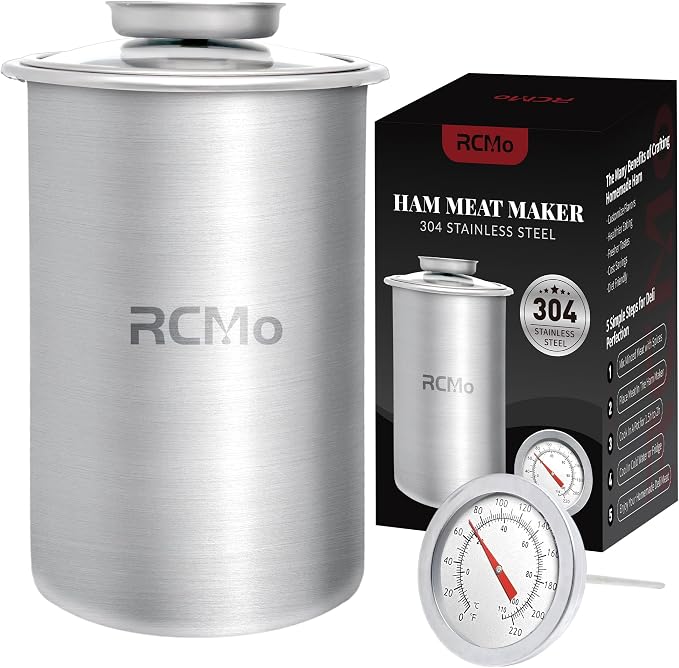 Deli Meat Press Mold for Ham Making Stainless Steel with Thermometer