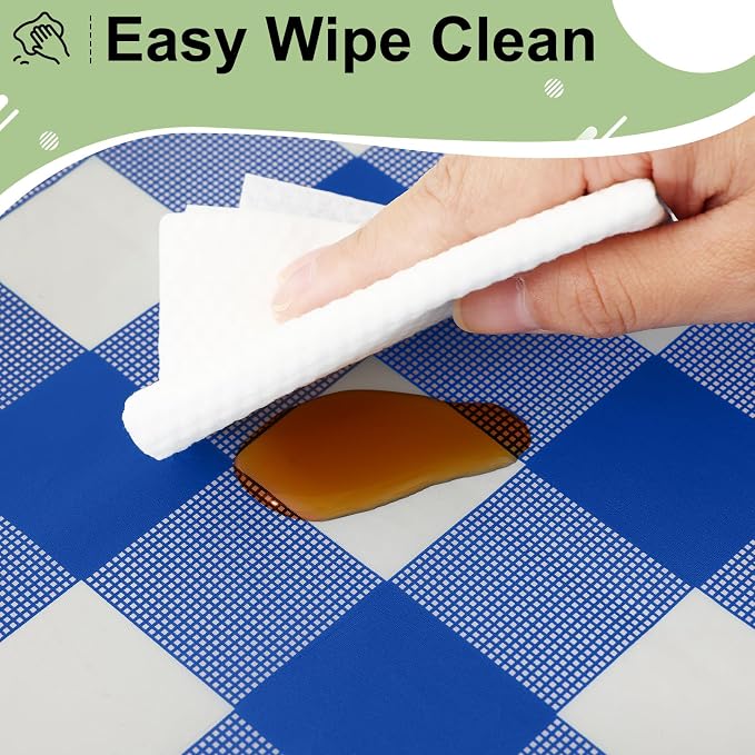 10 Packs Buffalo Disposable Table Cloth, 54 x 108 Inch Waterproof Plastic Tablecloth, Rectangle Blue and White Checkered Table Covers for Picnic, Birthday, Party, Back to School