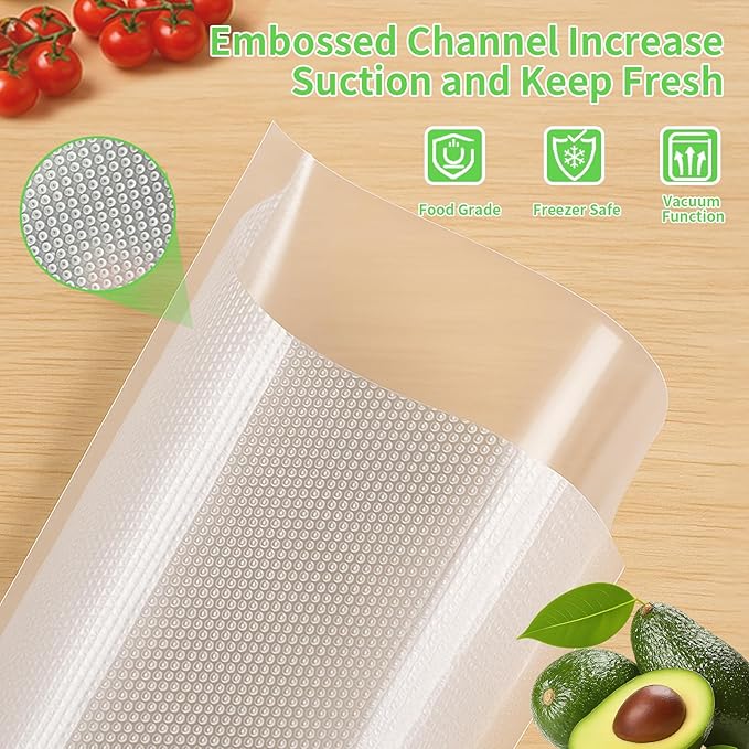 MakMeFre 100 Pint Size 6" x 10" Vacuum Sealer Bags with BPA Free and Heavy Duty,Great for Food Storage Vaccume Sealer PreCut Bag