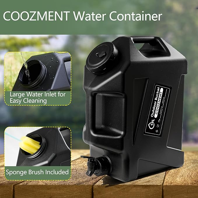 COOZMENT 3.2 Gallon/5 Gallon Water Containers with Spigot, BPA Free Water Jug, Military Green Water Tank, Multifunction Water Storage Containers for Camping Outdoor Hiking,Emergency Storage
