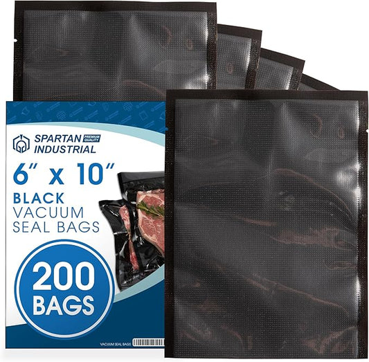 Spartan Industrial 6" X 10" Vacuum Sealer Bags - 200 Count BPA-Free Food Storage Bags for Marinating, Freezing, Sous Vide Cooking