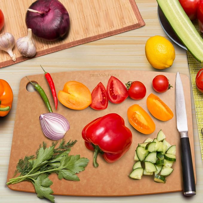 Dishwasher Safe Cutting Board - Extra Large Non Plastic Wood Composite Cutting Board for Kitchen, Thin Lightweight Wood Fiber Chopping Board, Heat Resistant up to 350°F, Knife Friendly, 18 x 12 Inch