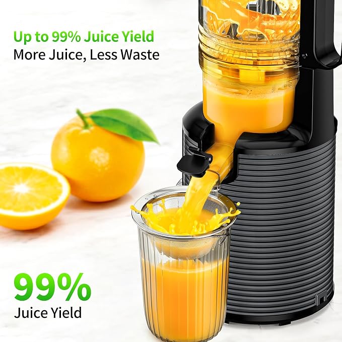 5ive Cold Press Juicer, 5.1" Juicer Press with 41oz Capacity for Fruits Veg | 300W Juicer Machines 99% Yield Juice Press Juice Maker with Recipe
