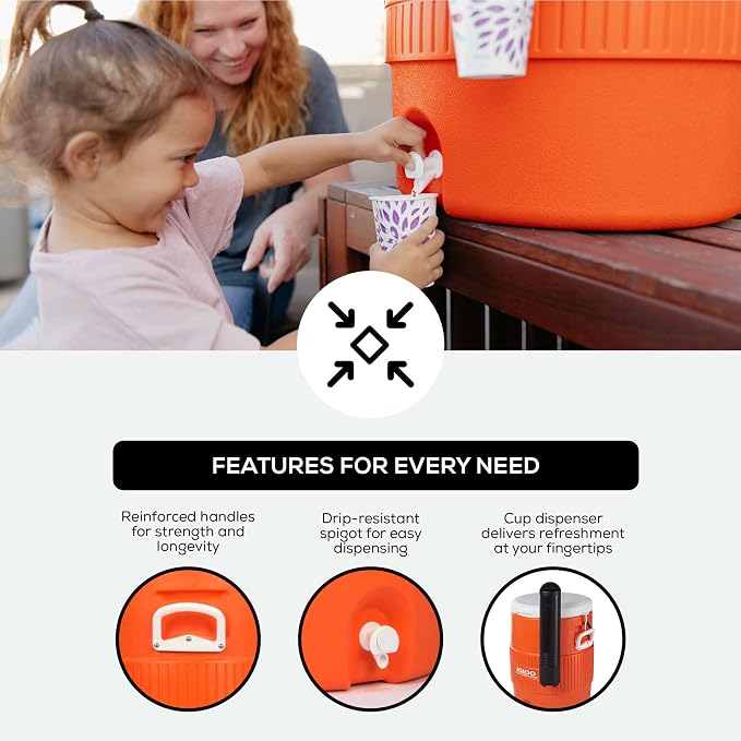 Igloo Sports Cooler | Insulated Beverage Dispenser with Spout |Portable Handwashing Station