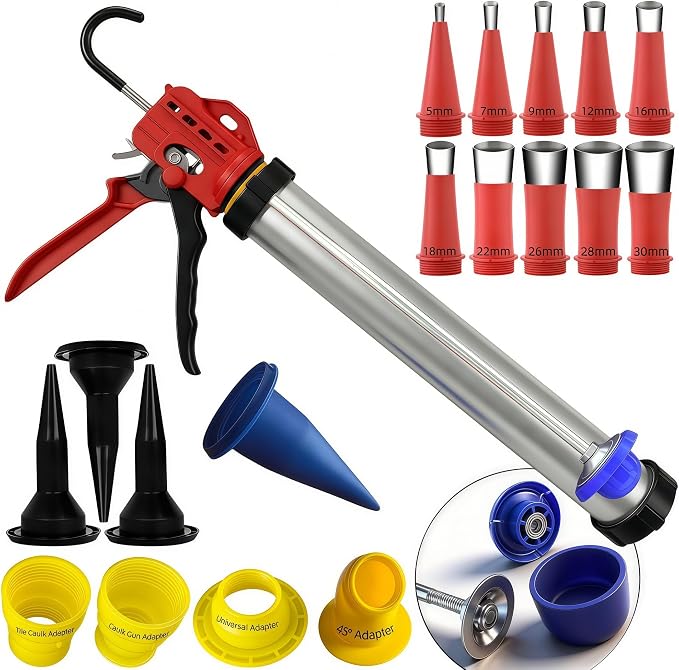 20 oz Sausage Caulk Gun, Heavy-Duty Crack-Proof Plunger & Steel Rod | 18:1 High-Thrust One-Touch Drip-Free Sealant Gun | Fits 20 oz Sausage & 10 oz Cartridges