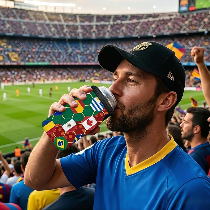 Funny Can Cooler 2026 Soccer Football Merchandise, International Country Flags Accessories Decorations, 4-IN-1 Can Cooler Stainless Steel Tumbler Gifts for Soccer Fans