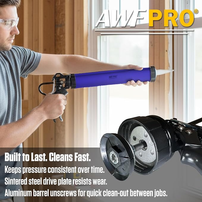 AWF PRO Sausage Caulking Gun 20 oz, 12:1 Thrust Ratio, Pack of 6 | 20 oz Foil Pack and 10 oz Cartridge Convertible, Aluminum Barrel, Includes 3 Tips