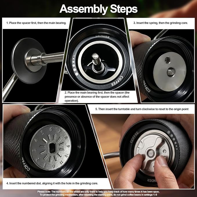 Manual Coffee Grinder, Adjustable Grinding Settings, Stainless Steel Burrs, Portable Hand-Cranked Coffee Grinder, For Espresso, Drip Filter, French Press Filter, Compact And Durable (Blcak)