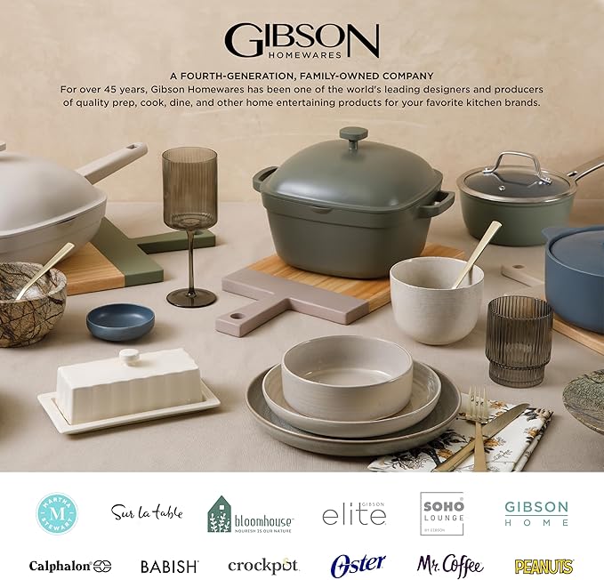 Gibson Home Zuma 16 Piece Round Kitchen Dinnerware Set, Dishes, Plates, Bowls, Mugs, Service for 4, Matte Stoneware, Green