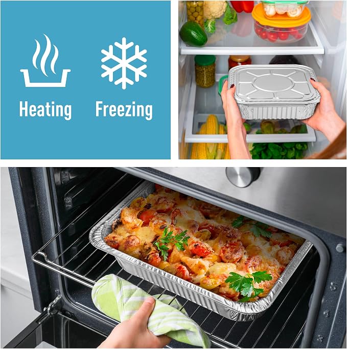 Disposable Aluminum Foil Pans with Lids, 20-Piece Combo Set, 9x13 & 8x8